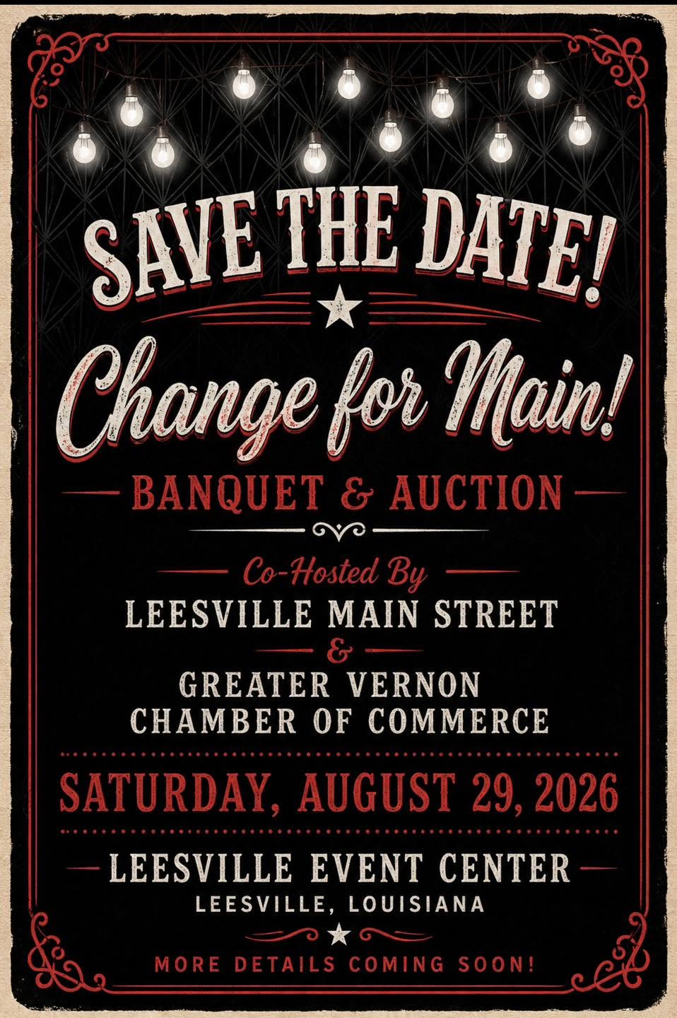 Change for Main Banquet & Auction - Vernon Parish Louisiana