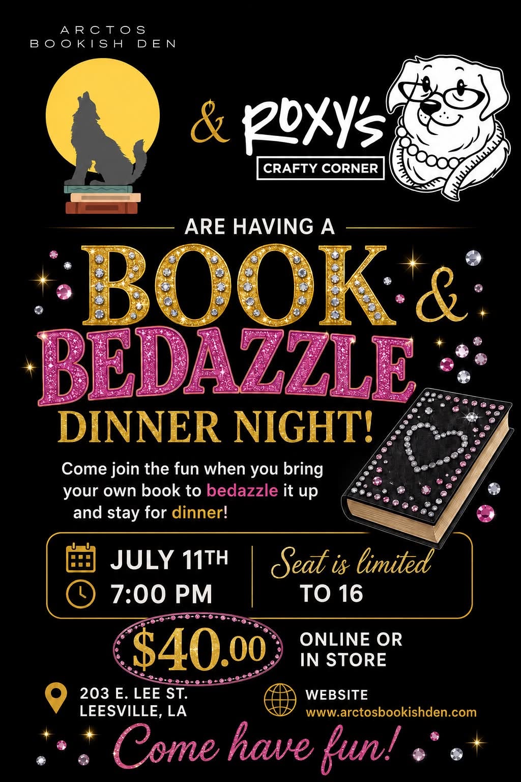 Book Bedazzle & Dinner Night - Vernon Parish Louisiana